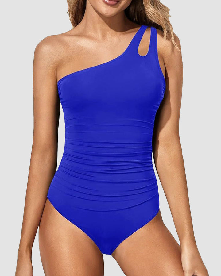 LilyLove® One Shoulder Tummy Control Patterned Back One Piece Swimsuit