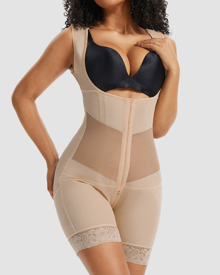 PowerMesh Double-Layer Open Bust Full Body Shaper