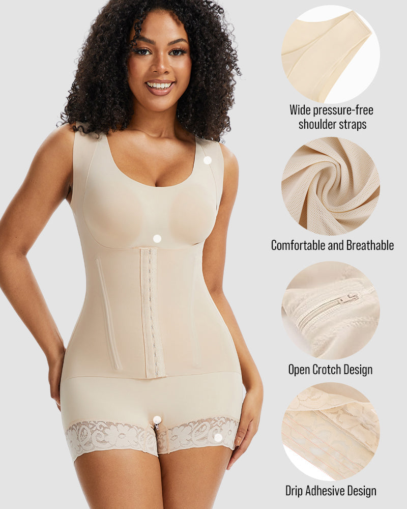 PowerMesh Double-Layer Tummy Control Bodysuit Shapewear