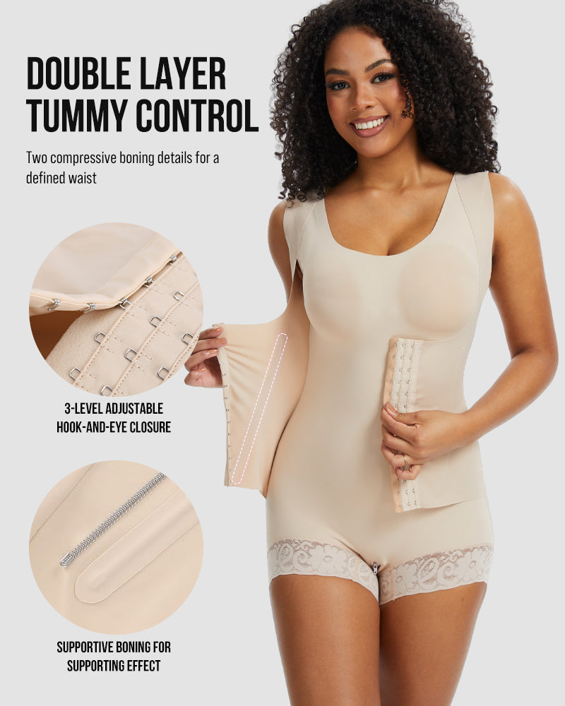 PowerMesh Double-Layer Tummy Control Bodysuit Shapewear