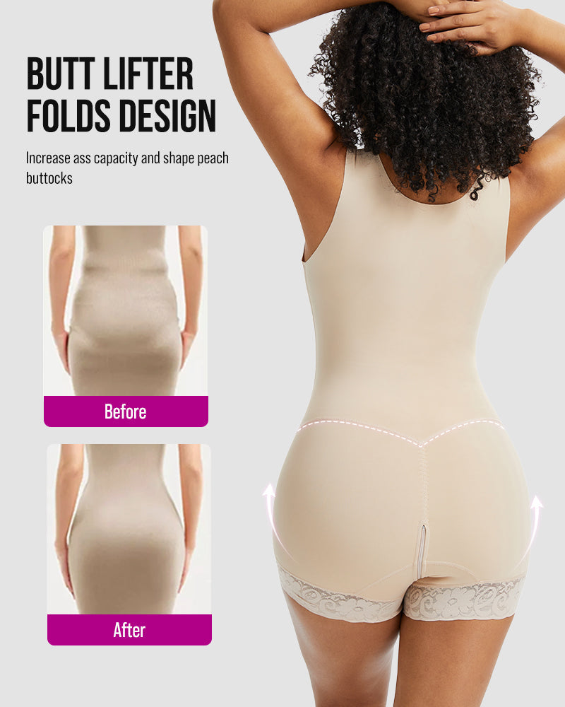 PowerMesh Double-Layer Tummy Control Bodysuit Shapewear