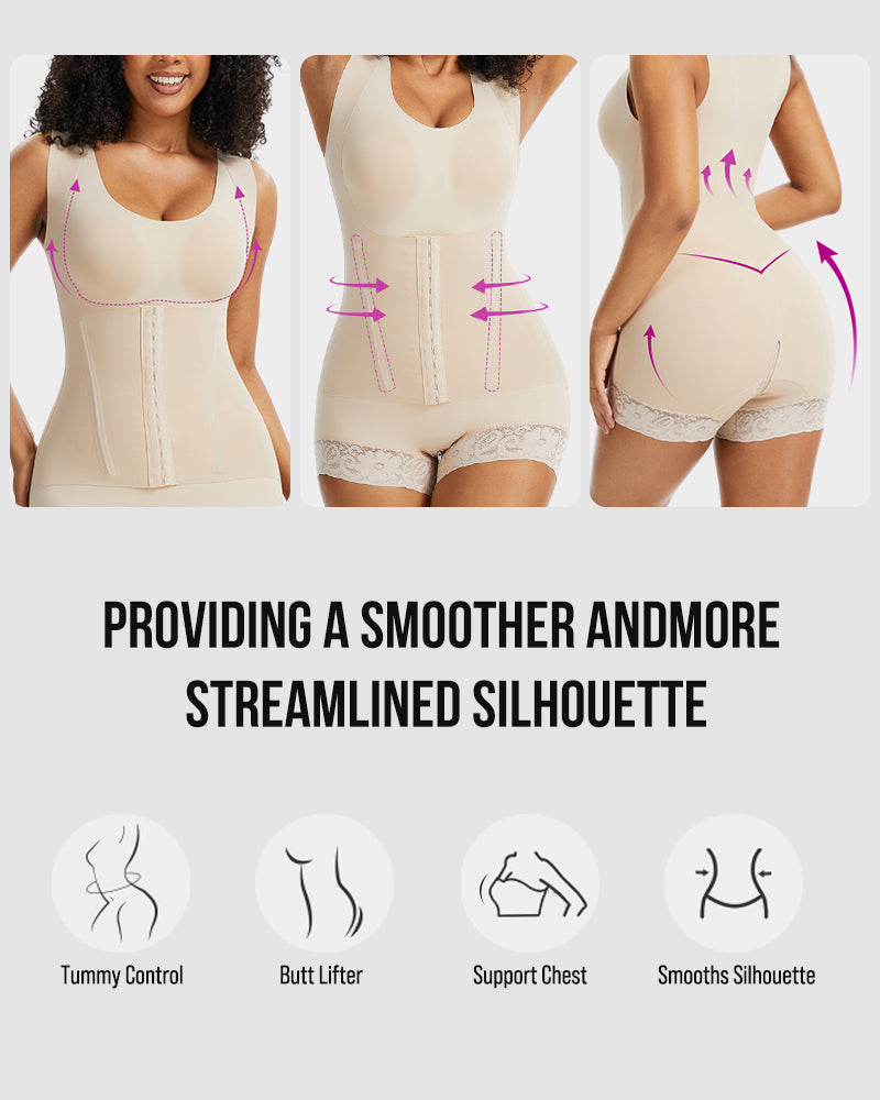 PowerMesh Double-Layer Tummy Control Bodysuit Shapewear
