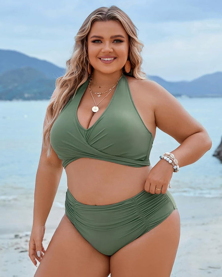 Tummy Control Bathing Suits Modest High Waisted Bikini Sets