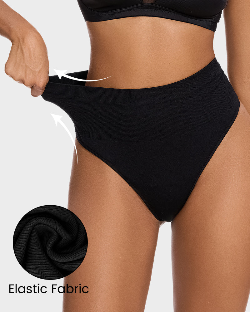 Mid-Waist Tummy Control Thong Panties (2 Pack)
