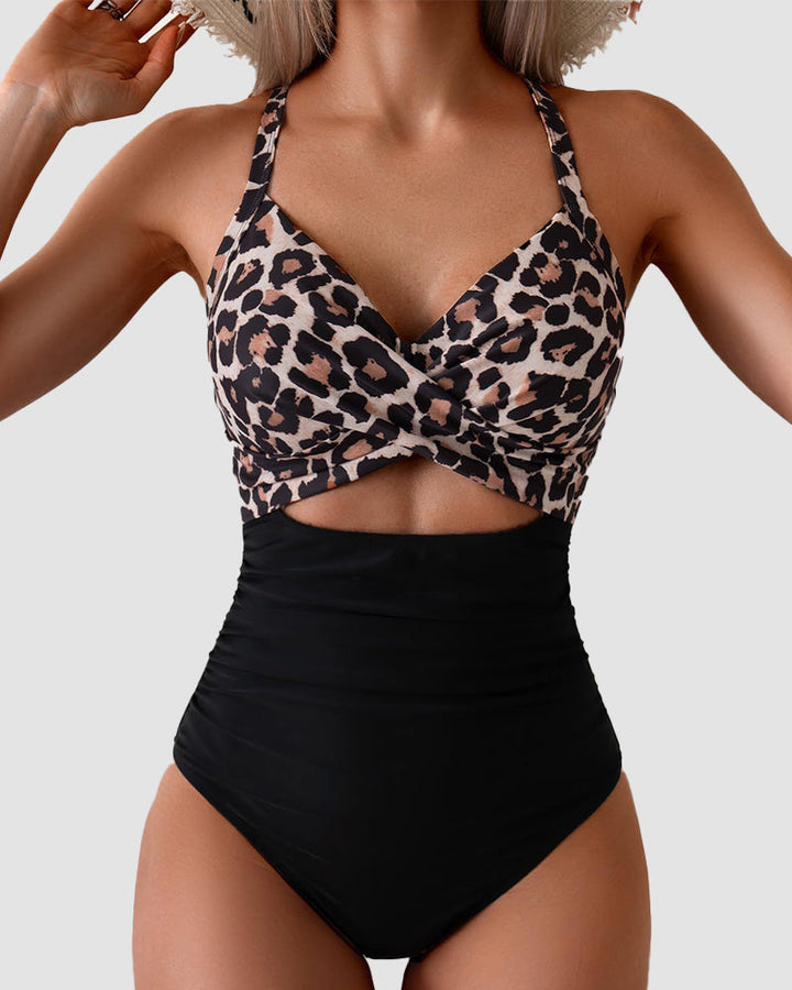 Tummy Control Cut Out Back Tie One Piece Swimsuit