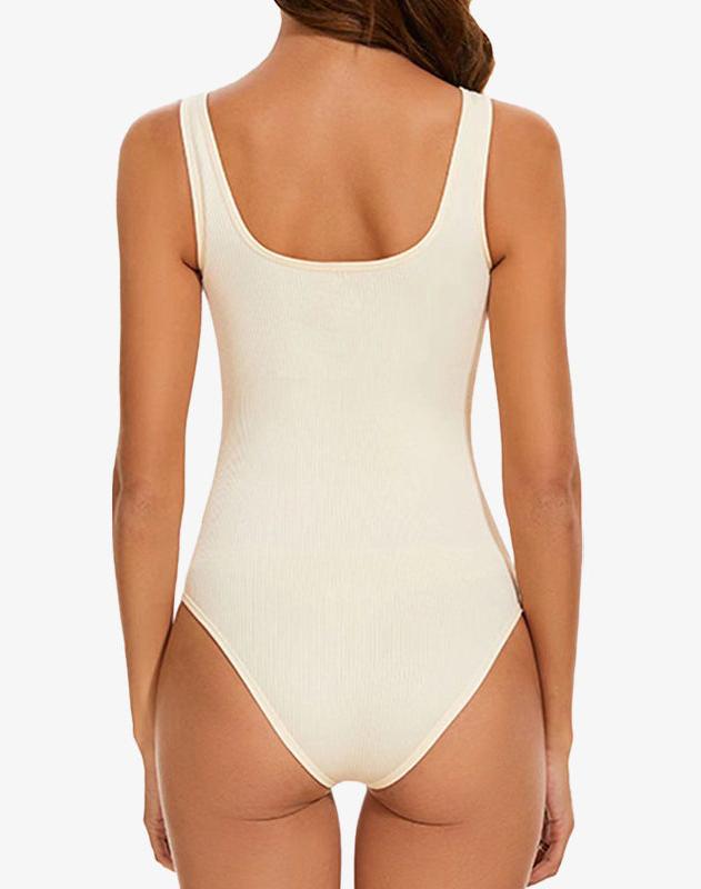 Ribbed Sleeveless Square Neck Tank Top Bodysuit