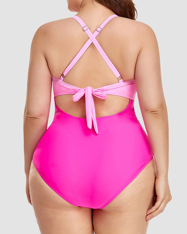 Tummy Control Cut Out Back Tie One Piece Swimsuit