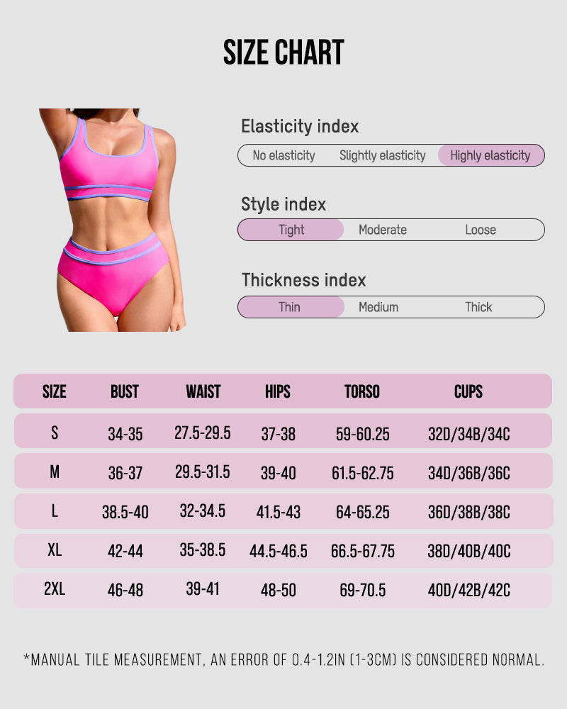 Sporty Color Block High Waist Bikini Set