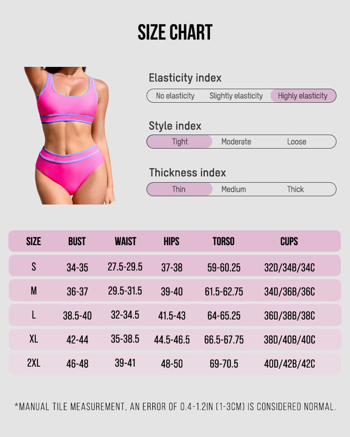 Sporty Color Block High Waist Bikini Set