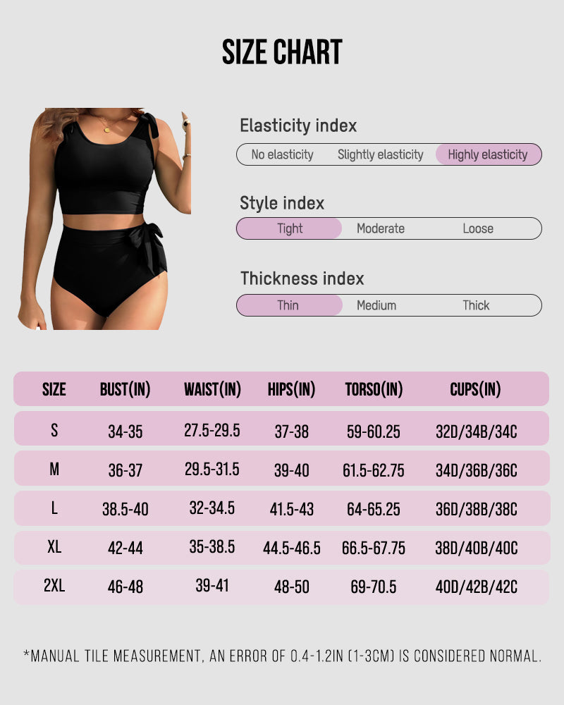 Double Tie High Waist Tummy Control Bikini Set