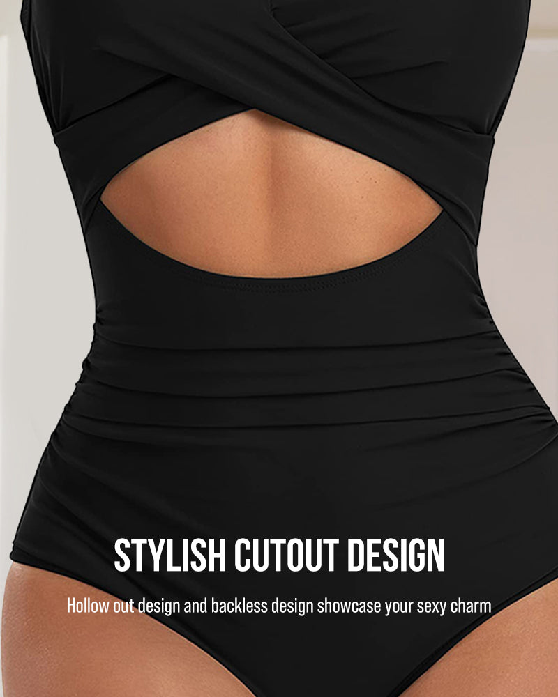 Tummy Control Cut Out Back Tie One Piece Swimsuit