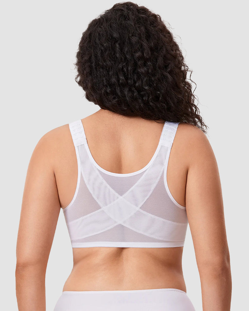 Front Closure Underwire Unlined Back Support Plunge Bra