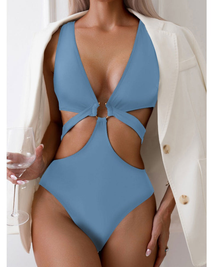 LilyLove®Sexy Metal O Ring Linked Cutout Low Cut One Piece Swimsuit