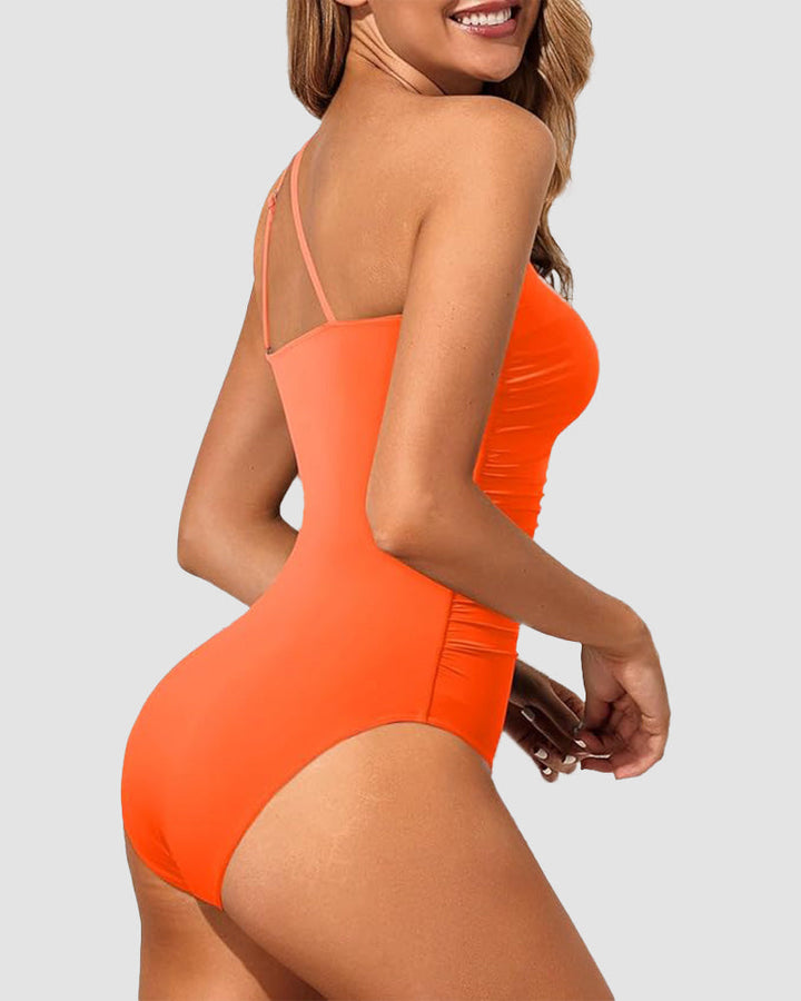 LilyLove® One Shoulder Tummy Control Patterned Back One Piece Swimsuit