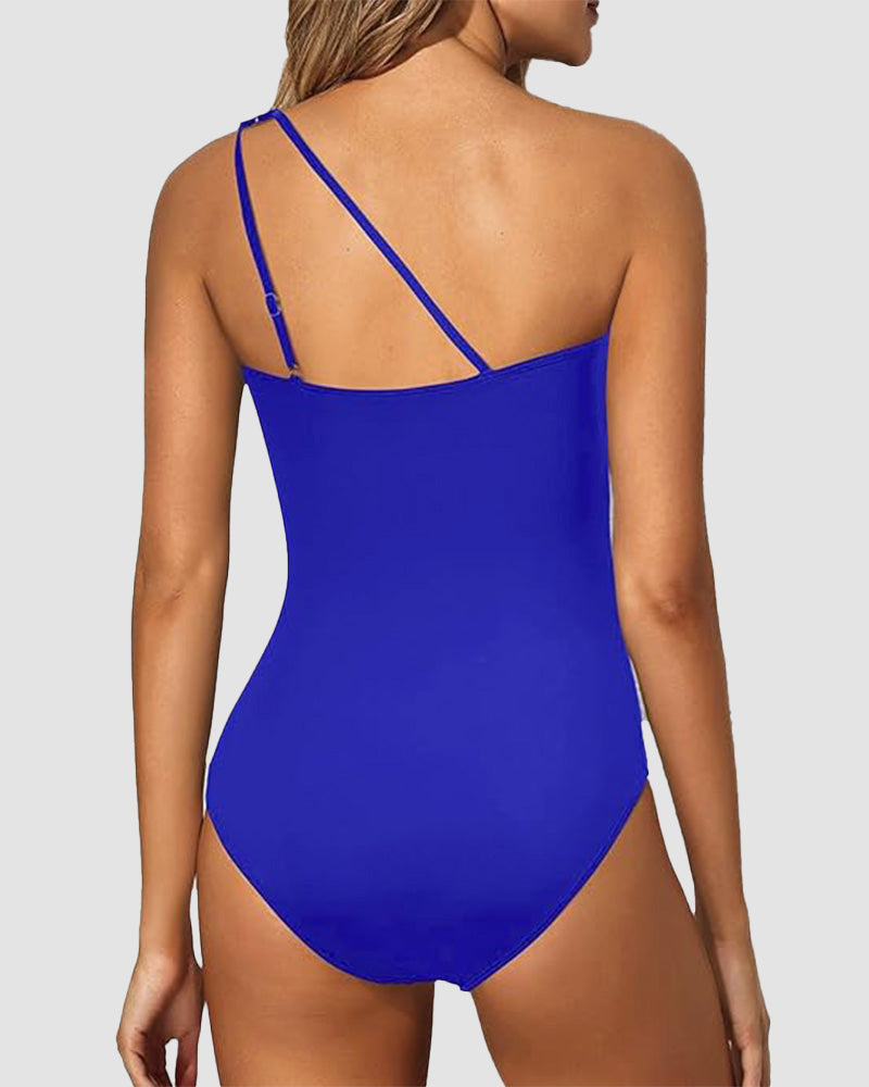 LilyLove® One Shoulder Tummy Control Patterned Back One Piece Swimsuit