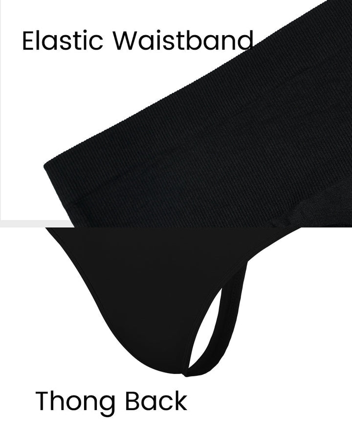 Mid-Waist Tummy Control Thong Panties (2 Pack)