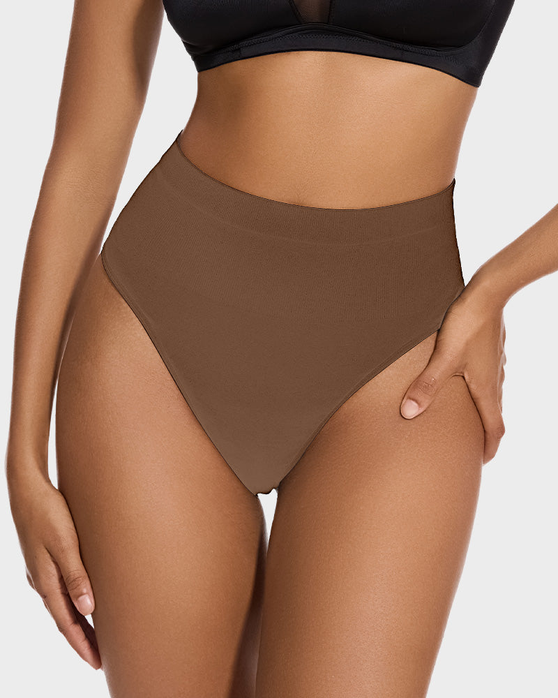 Mid-Waist Tummy Control Thong Panties (2 Pack)