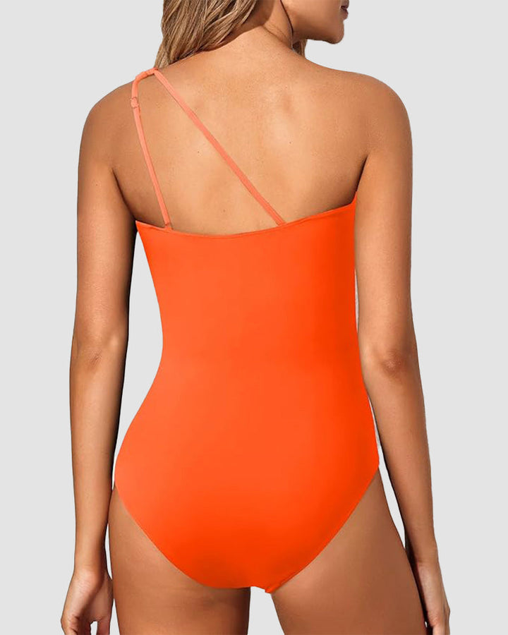 LilyLove® One Shoulder Tummy Control Patterned Back One Piece Swimsuit