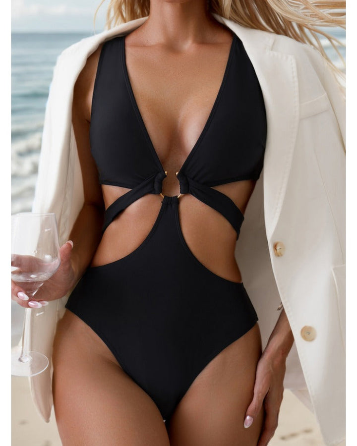 LilyLove®Sexy Metal O Ring Linked Cutout Low Cut One Piece Swimsuit
