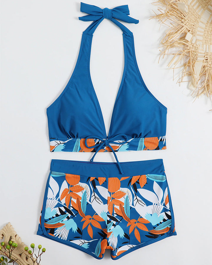 LilyLove® Split High Waist Patchwork Two Piece Swimsuit