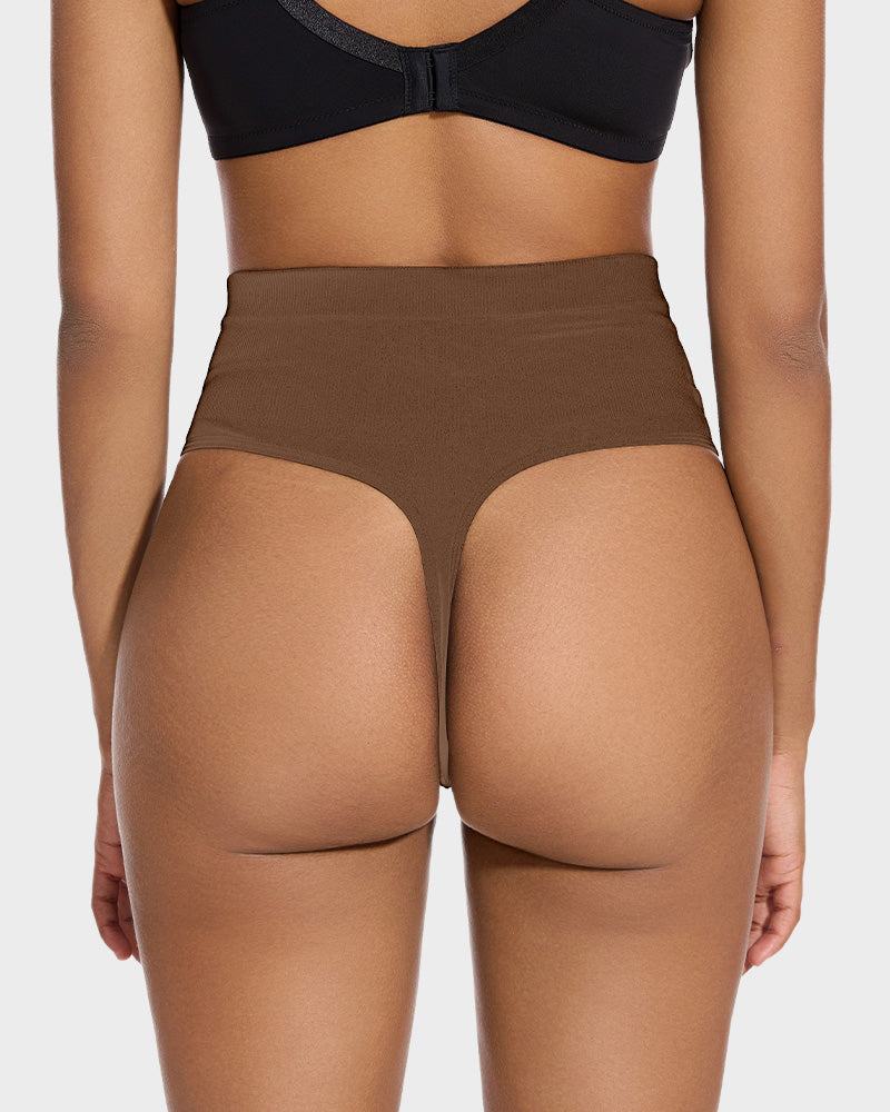 Mid-Waist Tummy Control Thong Panties (2 Pack)