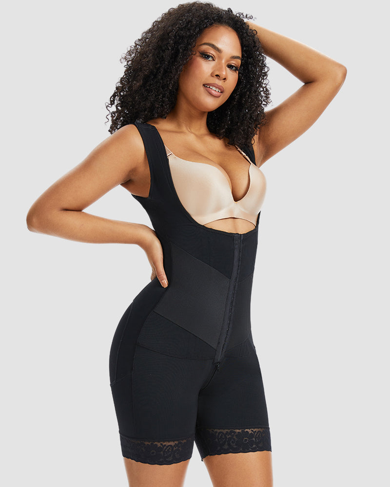 PowerMesh Double-Layer Open Bust Full Body Shaper