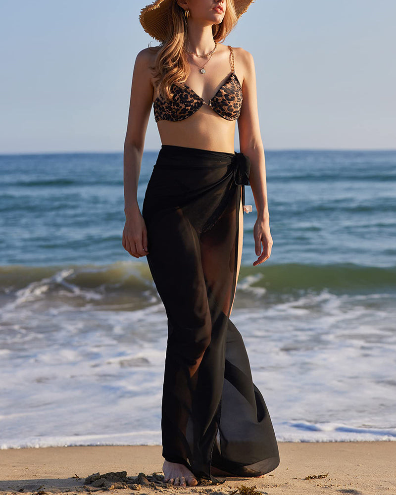 Side Tie Midi Sarong Sheer Cover Up