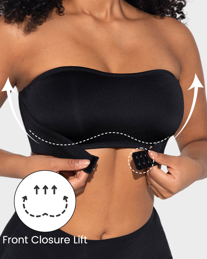 Front Closure Wireless Push-Up Bandeau Bra