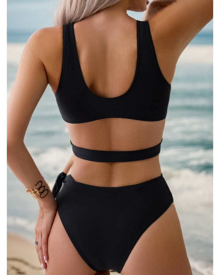 LilyLove®Sexy Metal O Ring Linked Cutout Low Cut One Piece Swimsuit