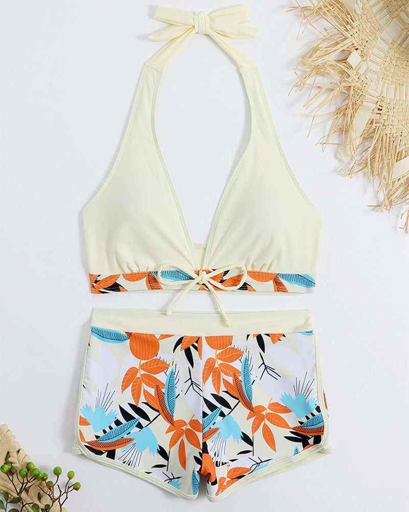 LilyLove® Split High Waist Patchwork Two Piece Swimsuit