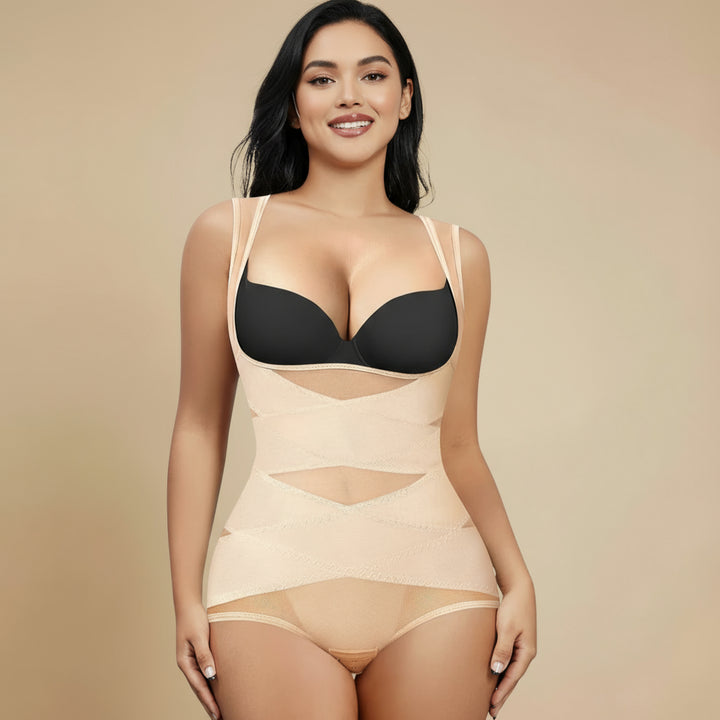 Open Bust Cross Compression Body Shaper