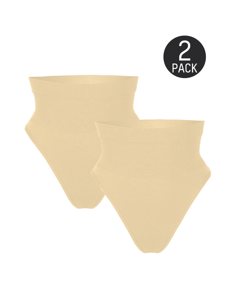 Mid-Waist Tummy Control Thong Panties (2 Pack)