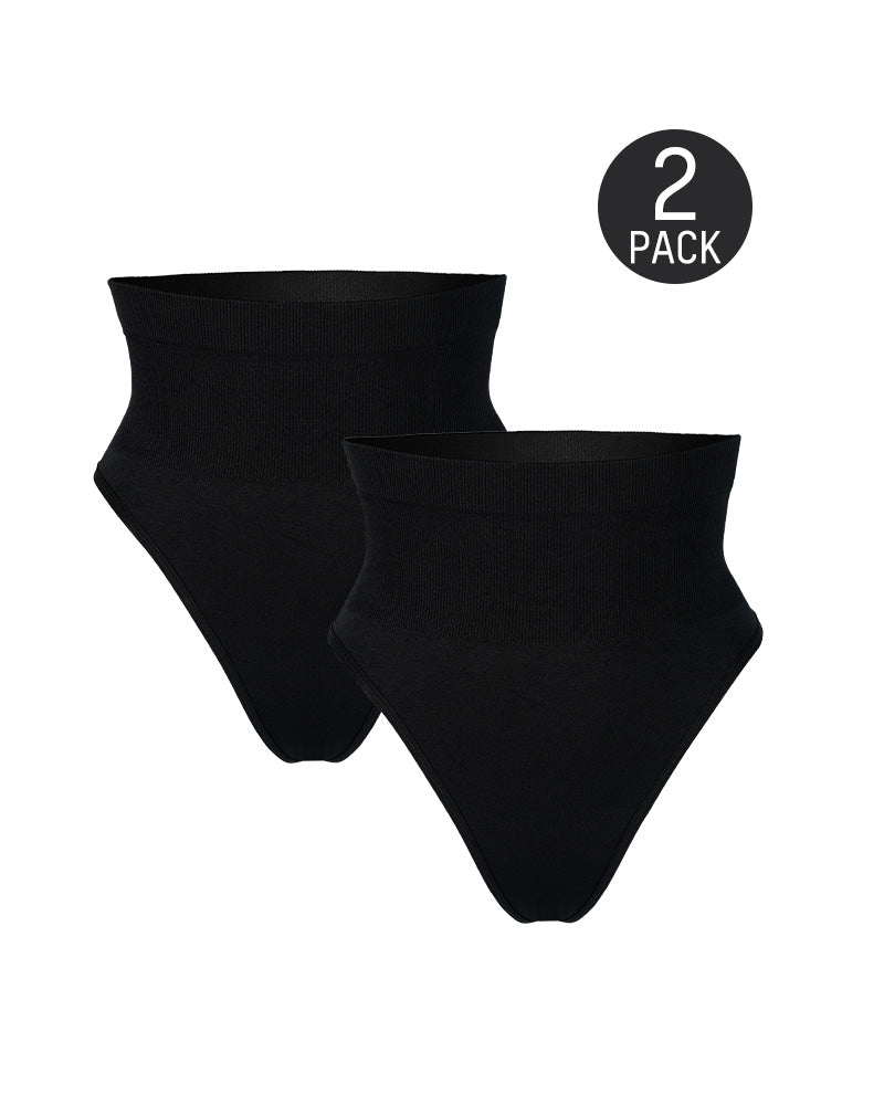 Mid-Waist Tummy Control Thong Panties (2 Pack)