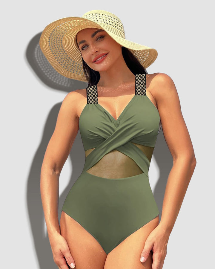 LilyLove® One Piece Swimsuit V Neck Sling Gauze Swimwear