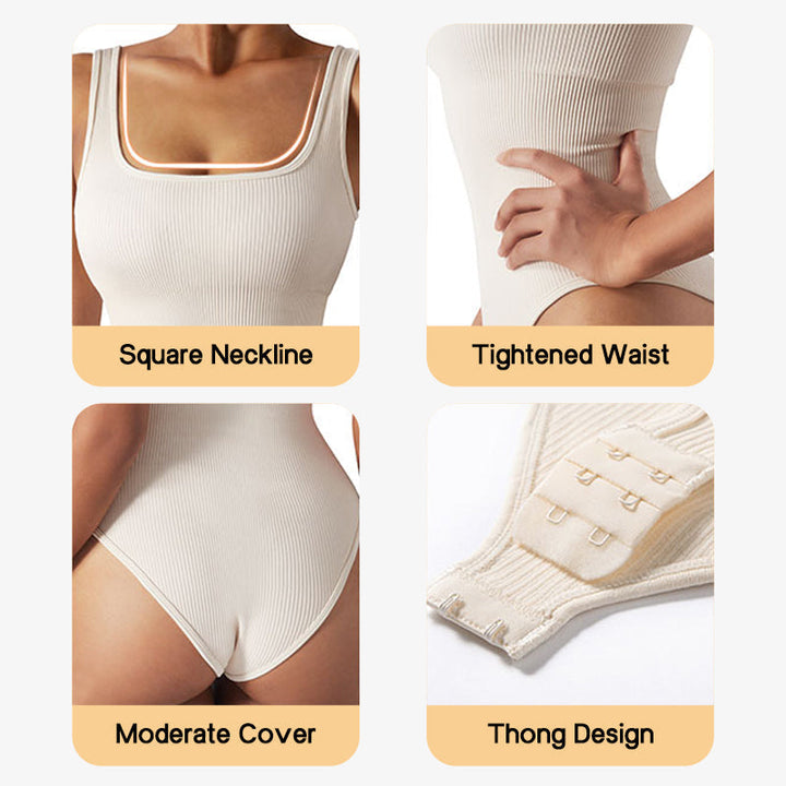 Ribbed Sleeveless Square Neck Tank Top Bodysuit
