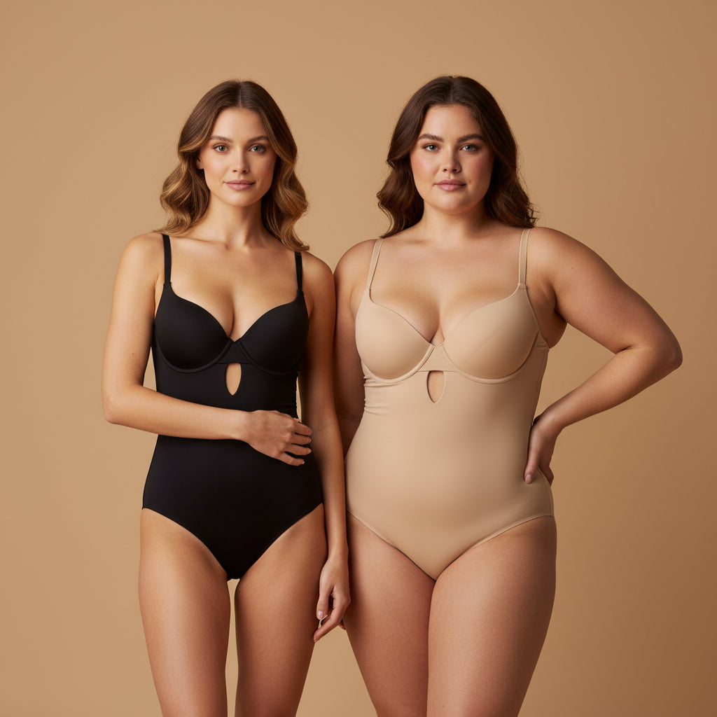 Backless Strapless U Plunge Thong Bodysuit