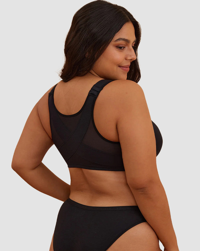 Front Closure Underwire Unlined Back Support Plunge Bra