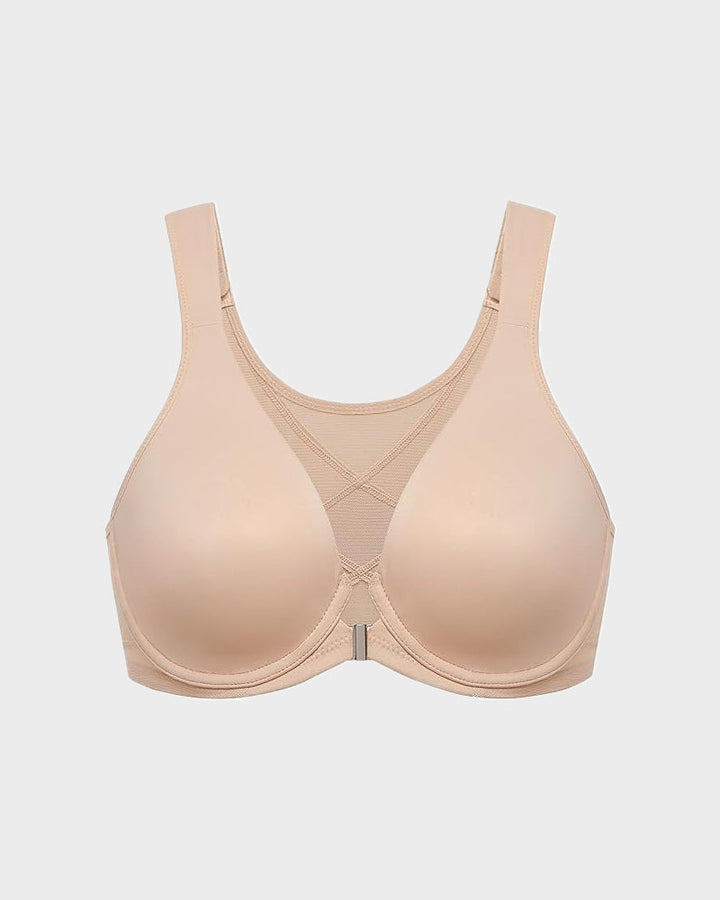 Front Closure Underwire Unlined Back Support Plunge Bra